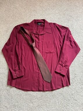 Agenda New York Men’s Burgundy Dress Shirt & Tie XL/TTG